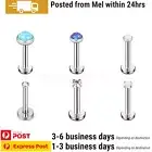 1 Pair Piercing Studs Internally Threaded Labret Lip Ring Ear Body Jewellery