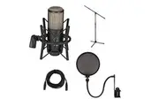 AKG Project Studio P220 Large Diaphragm Condenser Microphone - Bundle With Ultimate JS-MCTB200 Tripod Microphone Stand, Nady SPF-1 Microph on e Pop Filter, 25' XLR M to XLR F Mic Cable