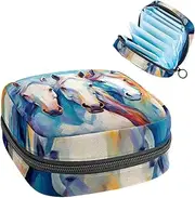 Period Bag,Sanitary Napkin Storage Bag,Abstract Art Colorful Horse,Tampon Bag for Purse