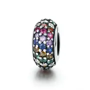 Fashion Silver plating Rainbow Colorful Spacer Beads Fit Charm Bracelet DIY Jewelry