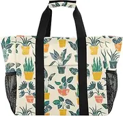 [sanluoli] Tote Bag Collapsable Beach Tote Bag With Pockets Canvas Carrying Bag, Indoor Plants, 1 size
