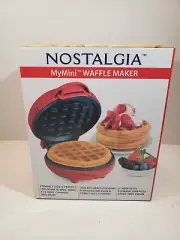 Nostalgia MyMini 5 " Non-Stick Compact Waffle Maker Red Great Gift.
