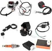 Vuzmode Ignition Coil CDI, 50 70 90 110CC Harness Assembly Wiring Kit ATV Electric Start QUAD +110cc quad wiring loom electric start Engine Ignition Coil Pack