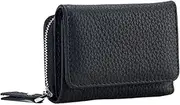 [Generic] New Women's Wallets Mini Purses Short Purse Multifunctional Large Capacity Money Bag Change Bag Storage Bag(Black)