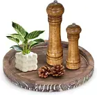 Round Decorative Wood Trays for Coffee Table Counter Farmhouse Kitchen Home Deco