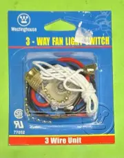 Westinghouse 77052 3-Way Fan Light Switch Pull Chain 3 Wire