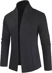 [Generic] Men's Knitted Stand Collar Sweater Jacket Open Front Casual Solid Sweater Slim Fit Regular Cardigan Knitwear