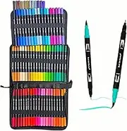 ZDY Dual Brush Pen Art Markers,72 Colored Highlighter Pen Brush and Fine Tip Markers for Kids Adult Coloring Books Bullet Journals Planners, Note Taking Coloring Writing, DIY Card Making