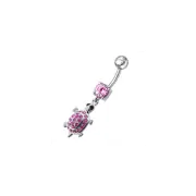 Fancy Jeweled Turtle Dangling Belly Ring