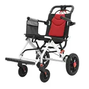 12 Inch Folding Wheelchair Mobility Disability Aid Equipment Portable PU Wheel Travel Lightweight Elderly Rear Hand Brakes Auswheel