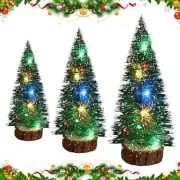 3pcs MINI Christmas Tree Cedar Pine On Sisal Silk With LED Lights Tree Ornament