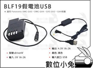 數位小兔【Panasonic BLF19 USB 假電池】行動電源 充電器 DMC-GH3 GH4 GH5 電源線 外接