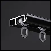 Heavy Duty Curtain Track Rail Ceiling Mounting Room Divider V-Shape, Aluminum Rustproof Privacy Room Partition Pole Curtain Track for Bay Window/Office/Porch/Bedroom (Color : Black, Size : 16ft/4