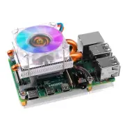 Low-Profile Ice Tower Cooling Fan Metal Case RGB LED Light for Raspberry Pi 4 B