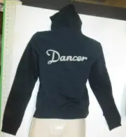 Dance Bloch Jacket Zippered Ladies Large French Terry Embroidered "Dancer" hoody