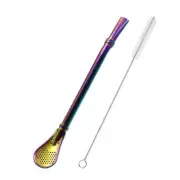 Stainless Steel Straw Filter Spoon Yerba Mate Bombilla Straws with Brush
