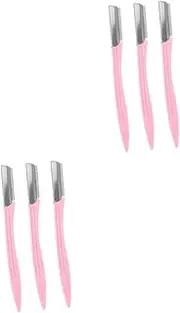 Ipetboom 2sets Professional Eyebrow Shaper Portable Razor Set for Men Women Stainless Steel 3pcs*2 Random Color