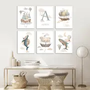 [Namly Design] Posters – Whimsical Sky / Whales and Balloons in the Clouds / Personalised / Set of 6