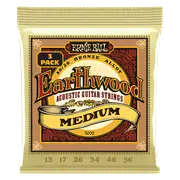 Ernie Ball Earthwood Medium 80/20 Bronze Acoustic Guitar Strings 3-Pack 13-56