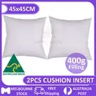 2 Australian Made 45 x 45cm Cushion Inserts Hypoallergenic Lofty White Fibre New