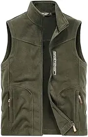 [Generic] Wool Coat Male Casual Solid Polar Fleece Plush Vest Coat Stand Collar Sleeveless Zipper Fly Pocket Coat Vest Sweater Half Zip Men