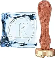 craspire K Ice Stamp Letter Ice Cube Stamp with Removable Brass Head and Wooden Handle Vintage Ice Stamp for Making Drinks Bars