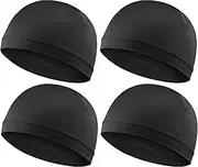 WY LIGHTING LEVEL 4Pcs Wave Cap for Men Silky Durags Elastic Band Wave Caps for 360 540 720 Waves Soft Breathable Satin Durag Unisex Adults Kids Skullies Beanies Hats Shower Cap Black, Black, Big