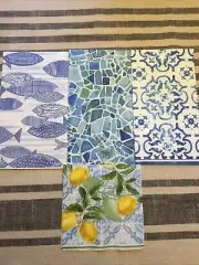 Fish Lemons Blue Decoupage Paper Napkins