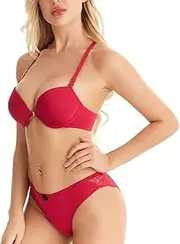 [Generic] Matching Bra and Panty 2 Pieces Sets for Women V Neck Comfortable Lingerie Sets