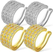 [TINEASUR] Clip Earrings for Women 4pcs Gold Plated Cuff Earrings Cartilage Conch Design