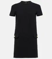 [Versace] Versace Cotton-blend tweed shift dress AU 10 black