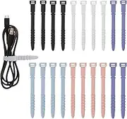 SAVITA 20pcs Reusable Wire Ties, 4.5inch Silicone Cable Ties Elastic Silicone Cord Organizer Straps Reusable Cable Zip Ties for Charging Cables USB Cables Earphones Line Pens Key Chains (5 Colors)