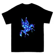 Blue Flowers Pegasus Unicorn T-shirt