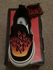 Nib Vans Shoes Asher Flame Black Flame Fire Toddler Boy RARE Sz 5