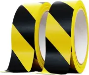 Double-Roll of Ultra-Adhesive Black & Yellow Hazard Tape for Floor Marking 2 Pk.