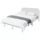 Bed Frame Double Size Wooden Mattress Base Timber Platform Square Bedhead White