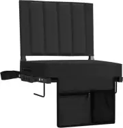 Stadium Seat with Back Support for Bleachers Portable Padded Chair, Hook Strap