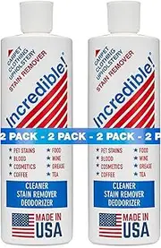 Incredible! Stain Remover - Spot Cleaner for Clothes, Laundry, Carpets, Mattress & Upholstery – Removes Pet Stains, Pet Urine & Pet Odors, Red Wine, Grease, Ink & Coffee Stains Fast! 16.oz (Pack of 2)…