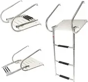 [YaeMarine] 3 Step Boat in-Board Swim Fiberglass Platform Folding Stainless Boat Ladder(9924SIB3)