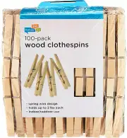 Honey-Can-Do DRY-01376 Wood Clothespins with Spring, 3.3-Inches Length,Brown