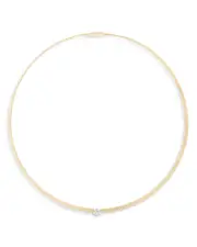 Marco Bicego 18K Yellow Gold Masai Diamond Cushion Cut Solitaire Coil Collar Necklace, 16.5