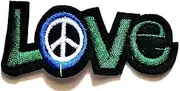 [NiPitShop Peace Sign Symbol Patches] Peace Sign Symbol Hippie Retro Boho Flower Power Weed Love Peace Fingers Peace Anti No War Sign Logo Symbol Emblem Badge Patch for Clothes Backpacks T-Shirt Jeans Skirt Vests Scarf Hat Bag, Peace 26, 2.8X1.7 Inches