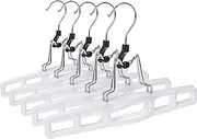 Quality Hangers 10 Pack Premium Skirt Hangers - Thin Space Saving Pant Hangers Set with Clamp, Shorts Hangers with Heavy Duty Locking Clasp, Multipurpose Jean Hangers Set - White