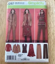 Simplicity Pattern 2287 Miss Top Jacket Vest Skirt Pull-On Pants 20 - 28 UNCUT