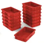 Plastic Dividable Grid Container 16-1/2"L x 10-7/8"W x 3-1/2"H Red Lot of 12