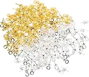 Anneome 100pcs Eye Bolt Screw Hooks Metal Screw Eye Pin for Crafts Jewelry Making Rivets for Leather