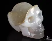 2.0" Agate Geode Hand Carved Crystal Skull, Realistic, Crystal Healing