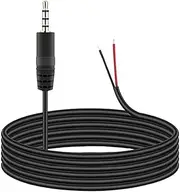 6.6ft Aux 3.5mm to Speaker Wire, TRRS 4 Pole Wire to 3.5mm Headphone Jack Adapter Replacement Connector, Long 1/8" Stereo Male Plug to Bare Open End Audio Repair Cable Headset Microphone Earphone