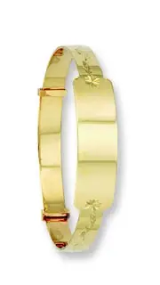 Identity Baby Bangle Yellow Gold Expandable Hallmarked Christening Gift