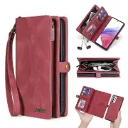 For Samsung Galaxy A33 5G Detachable Cover Zipper Wallet Flip Case with Wrist Strap